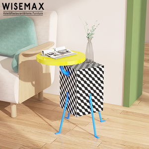 WISEMAX FURNITURE Modern Living Room Furniture <strong>Yellow</strong> Cheap Wood Tea <strong>Table</strong> Plywood <strong>Table</strong> Top Metal Base <strong>Coffee</strong> <strong>Table</strong> - Product Image 3