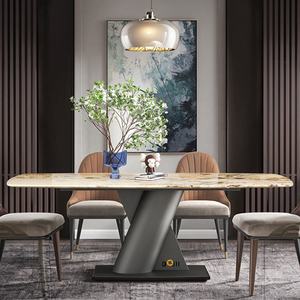 Bàn ăn hiện đại cho 20 chỗ ngồi trong nhà bàn ăn thiết lập với đá cẩm thạch đầu 6 chỗ ngồi bàn ăn của 7 mảnh thiết kế nhiệt đới - Product Image 5