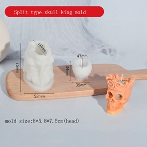 Moule en silicone 3D de la série de l'armée du crâne de la terreur d'halloween, moule de <span class=keywords><strong>bougie</strong></span>, de crâne, de roi, de cire d'aromathérapie, fournitures de fabrication de bougies, E-1024 - Product Image 6