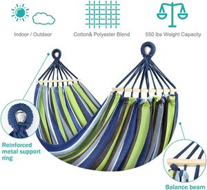 <span class=keywords><strong>Hamac</strong></span> d'extérieur en <span class=keywords><strong>toile</strong></span> double extra large pour 2 personnes avec cordes et crochets Mobilier <span class=keywords><strong>de</strong></span> <span class=keywords><strong>tente</strong></span> pliable - Product Image 6