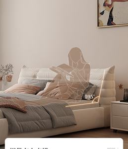 CK27, muebles de dormitorio modernos, cama Queen, marco de cama King suave moderno, tela Queen Squaring tapizado, pino verde personalizado, 1 Uds. - Product Image 4