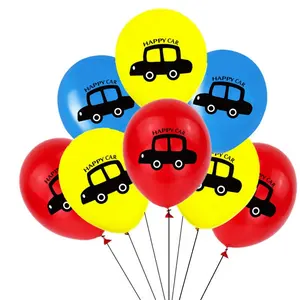 10pcs रंगीन लाल ब्लू खुश कार लेटेक्स गुब्बारे गोद भराई बच्चों के जन्मदिन की सजावट कार दौड़ थीम पार्टी हीलियम Ballons