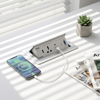 Nouvelle Prise de Courant Rétractable Pop-up 2026 avec Ports USB et Vidéo à Charge Rapide – Unité de Distribution d'Énergie de Bureau pour le Bureau et la Maison