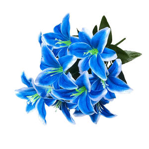Proveedor de Yiwu, venta al por mayor, 10 flores de lirio artificiales de seda, decorativas funerarias personalizadas baratas para tumbas para ocasiones de Pascua - Product Image 3