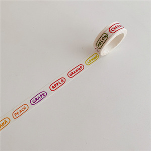 <span class=keywords><strong>Cinta</strong></span> adhesiva <span class=keywords><strong>washi</strong></span> personalizada de una sola cara con letras de arcoíris, activada por agua y con adhesivo termofusible para decoración. - Product Image 4