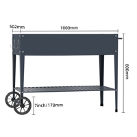 Bac à légumes surélevé en acier galvanisé avec roues, jardinière surélevée avec étagère de rangement pour patio et jardin, fournisseur OEM ODM