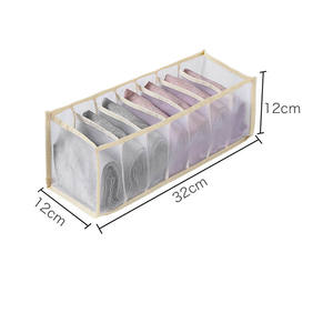 <b>Foldable</b> Storage Bags Underwear Storage <b>Box</b> Bra Finishing <b>Box</b> Grid Socks Panty <b>Box</b> Dormitory Fabric Single Square Nylon 3 Wire - Product Image 4