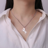 Cheval Creux Pendentif Collier Licorne Surnaturel Amulette Acier Inoxydable Bijoux Cadeau Pour Femme Homme