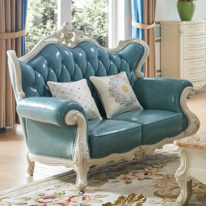 Sofá europeo ProCARE, Villa americana, sala de estar, cuero genuino, tallado en madera maciza, juegos de sofás para sala de estar - Product Image 4