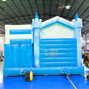 Château gonflable personnalisé pour fête bleue, château gonflable Elsa, château gonflable princesse, château gonflable avec toboggan intérieur - Product Image 5