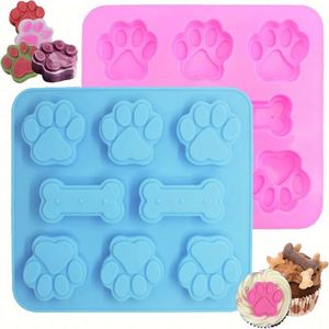 Moules en silicone Patte de chiot et os, antiadhésifs, qualité alimentaire, emporte-pièces pour chocolat, bonbons, gelée, glaçons - Product Image 2