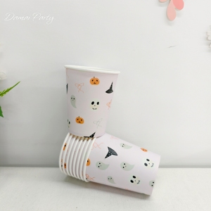 Kit de Fournitures de Fête Damai pour Halloween : Vaisselle Jetable, Assiettes en Carton, Gobelets, Serviettes – Motifs Fantôme et Citrouille - Product Image 4