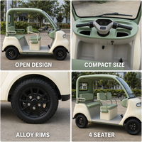 Voiture électrique rétro à 4 roues avec toit, véhicule de mobilité électrique pour adultes, idéal pour le golf, les visites touristiques et les loisirs.
