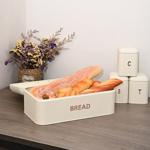 Boîte à pain et bidon en métal blanc pour la maison et la cuisine - Product Image 3