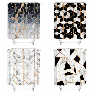 Gold Hotel Bathroom Curtains Drapes <strong>Roller</strong> <strong>Blinds</strong> 3D Flower Design <strong>Shower</strong> Curtain Eco-Friendly Custom Polyester 180*180CM - Product Image 6