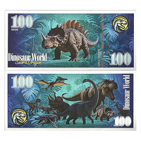 Dinosaurier-Welt Doppelseitiges Silberfolien-Banknotenset 100 Sammlerstücke Kunst & Feiertagsgeschenk für Kinder Jurassic-Fans Lehrreiche Dekoration