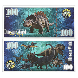 Set de Billetes de Doble Cara con Diseño de Dinosaurios, 100 Billetes Coleccionables, Regalo Artístico y Festivo para Niños, Fanáticos de Jurassic, Decoración Educativa - Product Image 4