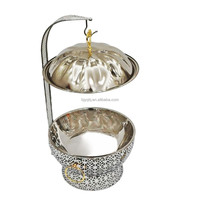 Réchaud de buffet rond en acier inoxydable 8,0 L pour banquets d'hôtel et mariages, chauffe-plats argenté à alcool