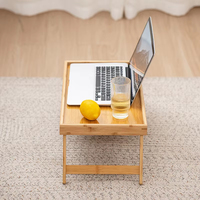 Plateau de service pliable en bambou, plateau de lit et de table multifonctionnel, plateau de petit-déjeuner portable pour salon et chambre à coucher