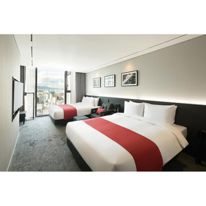 Aiden Modern Wooden Hotel Bedroom Set Commercial Furniture with King <strong>Queen</strong> <strong>Headboard</strong> for Apartment Use - Product Image 4