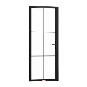 Porte de séparation intérieure en verre noir 32,7x79,3 pouces, design minimaliste, isolation acoustique, ouverture latérale - Product Image 1