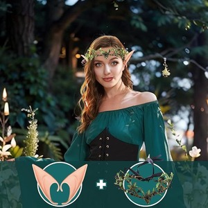 Baige 2024 Costume da fata medievale vestito da donna rinascimentale Halloween Elf ragazze Cosplay <span class=keywords><strong>accessori</strong></span> - Product Image 5