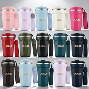Portable Lanyard Octagon Travel Coffee <b>Mug</b> 380 510ml Stainless Steel Vacuum <b>Thermal</b> Cup Leak Proof Lid Custom Logo - Product Image 1