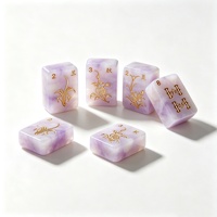 Jeu de Mahjong Américain de Luxe en Résine Texture Jade, 160 Tuiles Gravées sur Mesure, pour la Vente en Gros