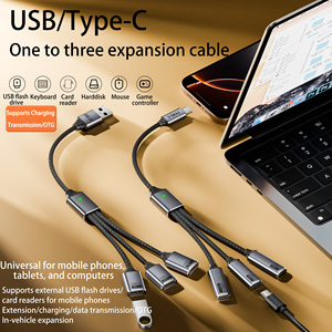 Phổ <span class=keywords><strong>USB</strong></span> Một Nữ Để 3 Cổng <span class=keywords><strong>USB</strong></span> Một Nữ Cáp Dữ Liệu Loại C Nam 1 Để 3 Flash Sạc Dây Cho Máy Tính Xách Tay Điện Thoại Đĩa Cứng - Product Image 2