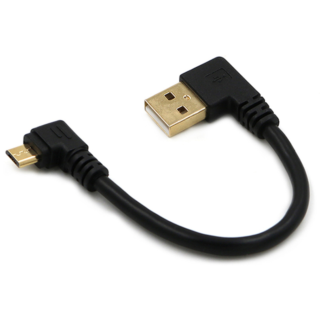 High Quality 15cm Short 90 Degree Left Angle USB a Male to Micro USB Male Right Angle Data Power Cable