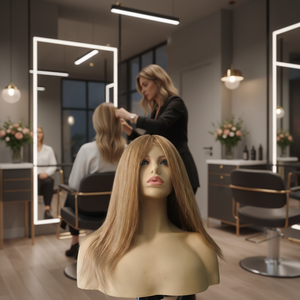 Parrucca Lunga con Cappuccio Intero in Pizzo Francese Trasparente, Lati in Polietilene, Base Posteriore, Capelli Europei, Densità 130%, Senza Colla, con Riflessi Naturali Veri - Product Image 1