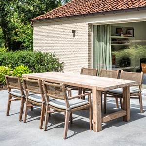 Ensemble table et chaises <span class=keywords><strong>en</strong></span> teck massif <span class=keywords><strong>de</strong></span> style nordique, résistant à l'eau, pour cour, villa, terrasse, <span class=keywords><strong>jardin</strong></span>, mobilier <span class=keywords><strong>de</strong></span> salle à manger - Product Image 2