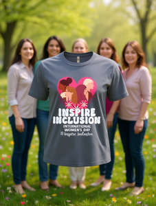 T-shirt da donna Inspire Inclusion, girocollo, manica corta, in maglia di poliestere, per la Giornata Internazionale della Donna, casual, vestibilità regolare - Product Image 2