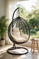 Fauteuil suspendu en osier PE moderne en forme de nid d'oiseau