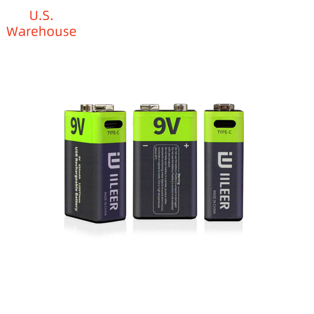 IILEER USA Warehouse in Stock Wholesale Price 9V USB Rechargeable Lithium Battery 350mAh 1200 Cycles With Type C Port for Home