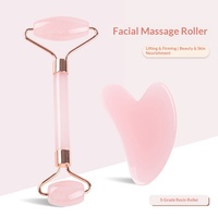 Rouleau de jade 100% naturel, ensemble Gua Sha, outil de massage facial, soin de la peau, appareil de beauté, masseur visage et cou, rouleau facial