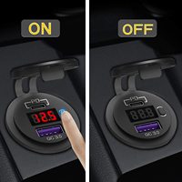 Chargeur de voiture rapide 48W PD Type C QC 3.0, prise USB C 12V, étanche à la poussière, avec voltmètre, interrupteur marche/arrêt