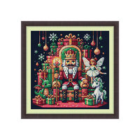 Kit de Broderie Point de Croix NKF Thème Casse-Noisette de Noël, Ensemble Cadeau pour Adultes Débutants, Décoration Faite Main DIY, Art du Point de Croix