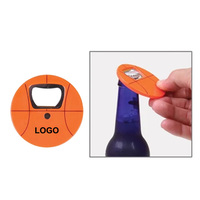 Ouvre-bouteille personnalisé en forme de ballon de basket en plastique avec sous-verre rond et aimant de réfrigérateur pour bar sportif