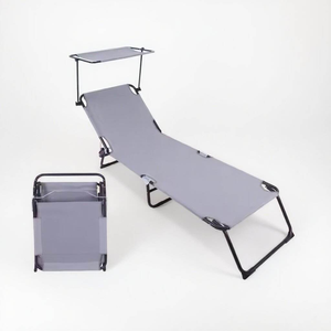 Ensemble <span class=keywords><strong>chaise</strong></span> lune et transat pliables d'extérieur – Lit de plage et de camping portable au design moderne - Product Image 1