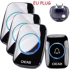 A10BB <span class=keywords><strong>cacazi</strong></span> กริ่งประตูไร้สายกันน้ำ300M 60, รีโมต EU AU UK US plug แบตเตอรี่110V-220V 1ปุ่ม2ตัวรับ - Product Image 3