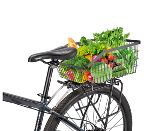 Vendita Diretta Fabbrica: Portapacchi Posteriore in Metallo Robusto per Bici, con Cesto, Copertura Impermeabile e Rete Portaoggetti, Carico Massimo 20kg, per Bici da Strada, MTB ed Elettriche - Product Image 3