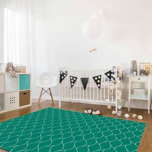 Tapis moderne de luxe à rayures géométriques vertes de Noël antidérapant pour chambre à coucher et salon décoration intérieure en stock - Product Image 4