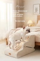 Rampe pliable exclusive transfrontalière pour animaux de compagnie / Velours amovible et lavable ; Rampe antidérapante et respirante pour chiens, conçue pour protéger les articulations des animaux