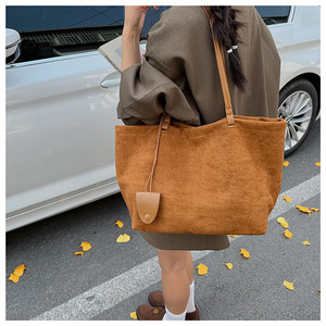 Women's Brown <b>Square</b> Purse Handbag Medium Nubuck Leather Female Portable Shoulder Bag Quality Suede Ladies Simple Tote bag - Product Image 1