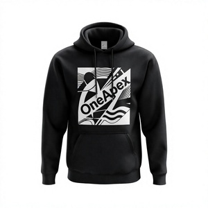 Sweat-shirt à capuche noir brodé pour homme en molleton de coton premium, style streetwear, avec logo personnalisé, vente en gros, tendance - Product Image 1