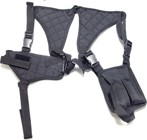 Funda táctica universal negra oculta para pistola con correa de hombro y 2 bolsillos para cargadores - Product Image 4
