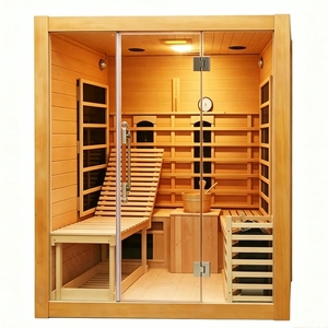 Sauna Infrarroja de Madera de Hemlock Canadiense para 2 Personas, Cabina de Sauna Portátil para Gimnasio y Centro de Bienestar - Product Image 1