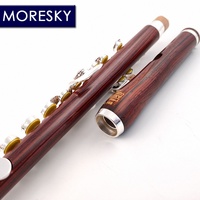 MORESKY Piccolo Cocobolo Wood Cupronickel Half-size Flute Nickel Silver Surface Silver Plated C Key Body Material Ebony Open