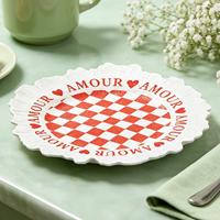 Assiettes rondes de luxe personnalisables en PP de 13 pouces, durables et réutilisables, ensemble de vaisselle de mariage de 50 pièces avec motif par Woju